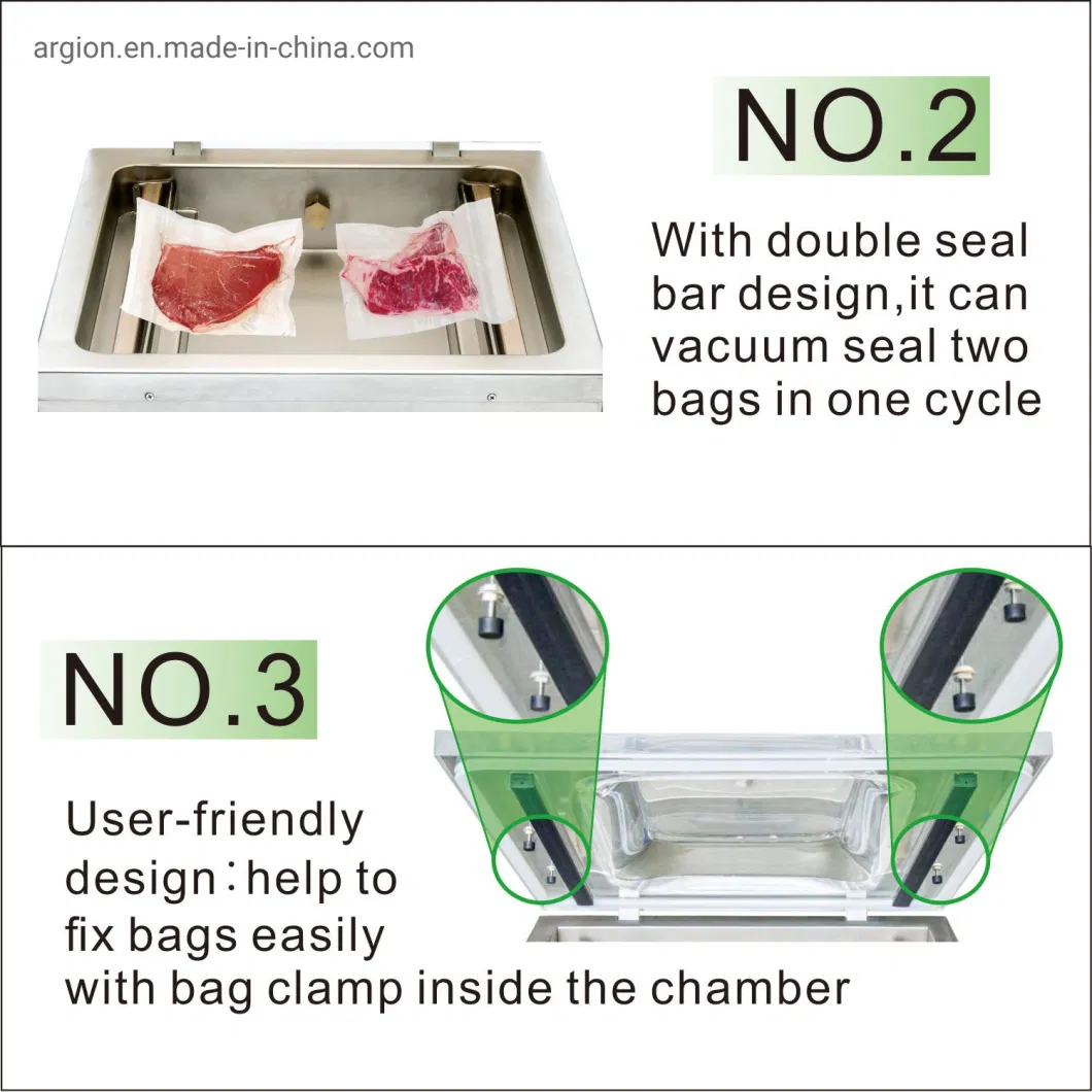 Kitchen Equipment Commercial CE Standing Chamber Vacuum Sealer with 2PCS Seal Bar